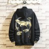 Men's Loose Hoodie Crane Printing Long Sleeve Sweatshirt Couple Hoodie