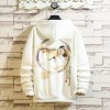 Men's Loose Hoodie Crane Printing Long Sleeve Sweatshirt Couple Hoodie