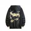 Men's Loose Hoodie Crane Printing Long Sleeve Sweatshirt Couple Hoodie