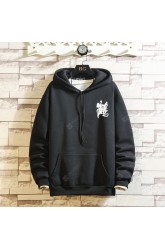 Men's Loose Hoodie Crane Printing Long Sleeve Sweatshirt Couple Hoodie