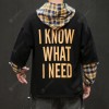 Men's Loose Hoodie False Two-piece Plaid Shirt Hooded Sweater