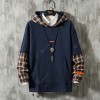 Men's Loose Hoodie Winter Fall Hooded Grid Pattern Sweatshirt