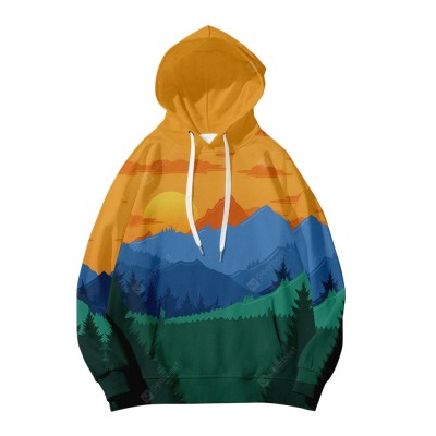 Men's  Loose Landscape Printing Hoodie Hooded Sweater