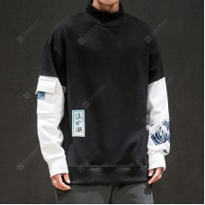 Men's Loose Printing Sweatshirt Autumn and Winter Printing Turtleneck Sweater