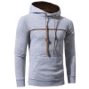 New Striped Color Matching Men's Casual Hooded Pullover Sweater Coat