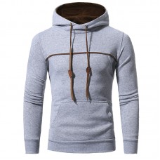 New Striped Color Matching Men's Casual Hooded Pullover Sweater Coat