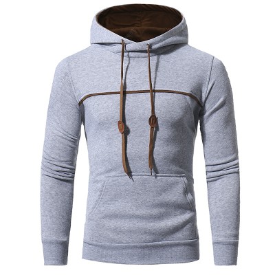 New Striped Color Matching Men's Casual Hooded Pullover Sweater Coat