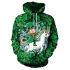 Theme Four-leaf  Digital Print Green Head Hooded Sweater Youth Men's Clothing