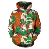 Theme Four-leaf  Digital Print Green Head Hooded Sweater Youth Men's Clothing