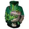 Theme Four-leaf  Digital Print Green Head Hooded Sweater Youth Men's Clothing