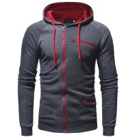 Zipper Accessories Men's Casual Slim Zipper Cardigan Hooded Sweater