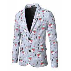 1101-XZ27 Blazer Men Clothing Santa Claus Christmas Theme Printed Coat