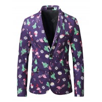 1101-XZ29 Blazer Men Clothing Santa Claus Christmas Theme Printed Coat