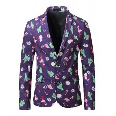 1101-XZ29 Blazer Men Clothing Santa Claus Christmas Theme Printed Coat