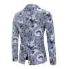  Autumn And Winter Men's One-buckle Suit Blue And White Porcelain Print Suit Casual Loose Suit Male