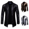  Autumn Men's Elastic PU Pull Zipper Locomotive Leather Skin Weef Men Leather Clothes