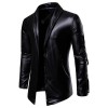  Autumn Men's Elastic PU Pull Zipper Locomotive Leather Skin Weef Men Leather Clothes