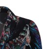  Casual Suit Men's Feathers Print A Buckle Slim Suit Casual Cotton And Linen