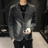 European Code Autumn Men's Casual Denim Suit Men's Slim BF Jacket Small Suit Korean Cowgirl