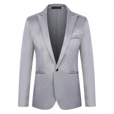 Fashion Slim Leisure Suit Men's Buckle Solid Color Business Jacket