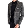 Men's  Autumn Men's Plaid Small Suits Korean Version Of The Slim Monopic Coat Suit