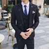 Men's  Spring And Summer Men's British Gentleman Striped Suit Three-piece Plus Fertilizer XL