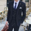 Men's  Spring And Summer Men's British Gentleman Striped Suit Three-piece Plus Fertilizer XL