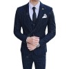 Men's  Spring And Summer Men's British Gentleman Striped Suit Three-piece Plus Fertilizer XL