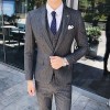 Men's  Spring And Summer Men's British Gentleman Striped Suit Three-piece Plus Fertilizer XL