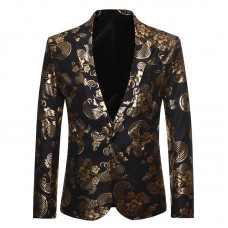 Men's European Code Running Hot Gold Flower Suit Men's Nightclub Dazzle Cool Dress Coat