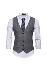 Single-breasted Vest Suit Men's Slim Solid Color Suit Vest