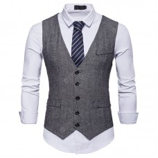 Single-breasted Vest Suit Men's Slim Solid Color Suit Vest