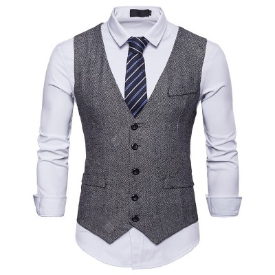 Single-breasted Vest Suit Men's Slim Solid Color Suit Vest