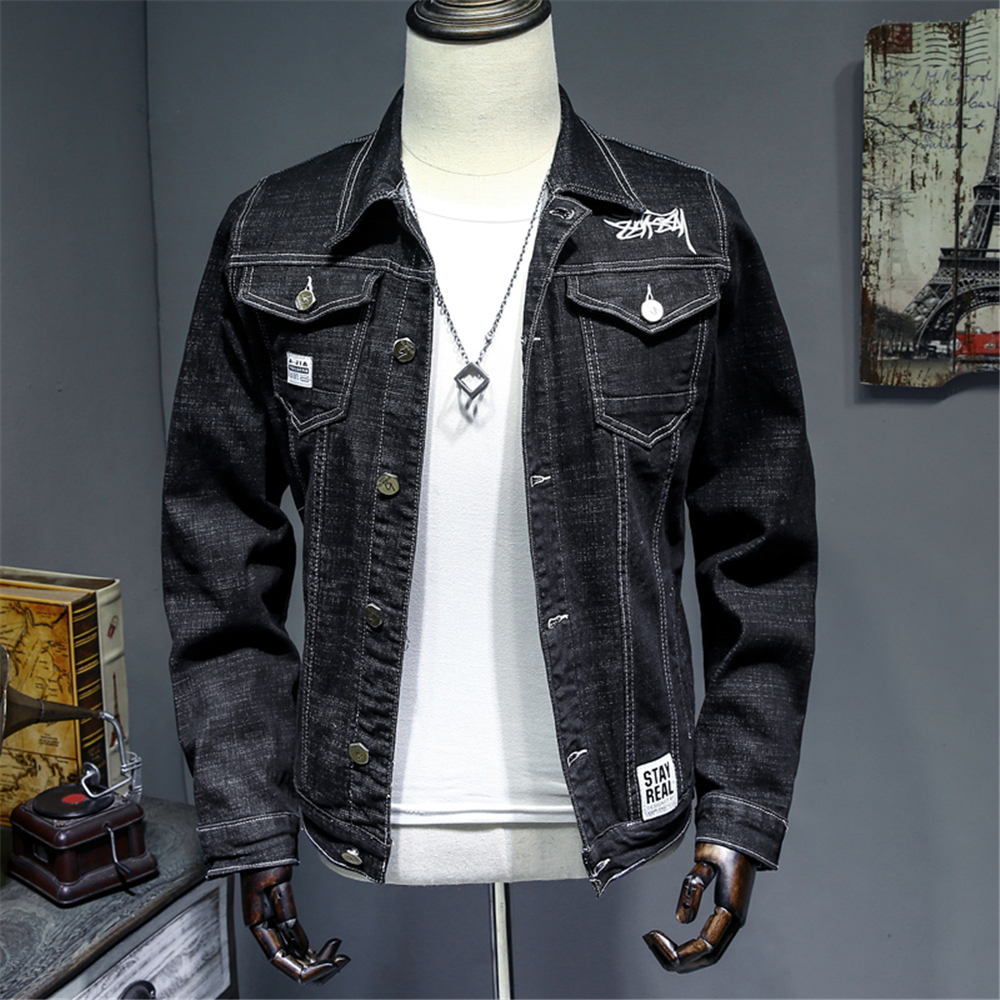 Teen Street Trend Slim Jacket Men'S Fashion Casual Loose Jacket 619- Black S