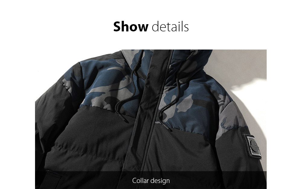 Winter Men's Thick Warm Hooded Cotton Jacket collar