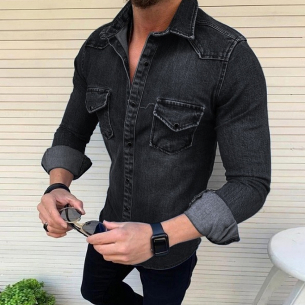 New Jacket Casual Fashion Denim Fabric Men'S Jacket - Light Blue M