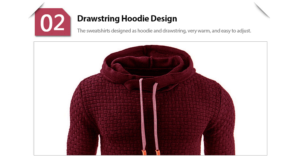 Winter Grid Long Sleeve Hooded Solid Color Sweater Hoodie