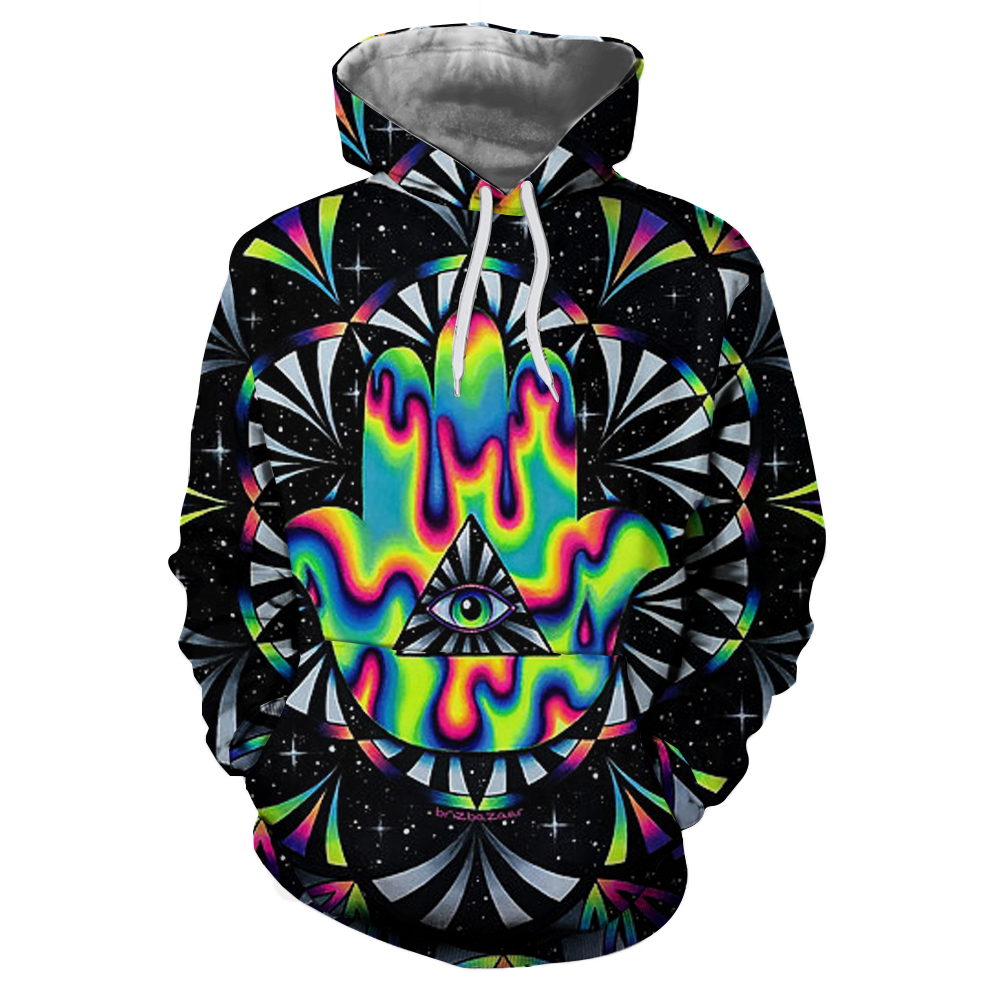 New Men's Devil'S Eye 3D Printed Hooded Sweatshirt- Multi 3XL