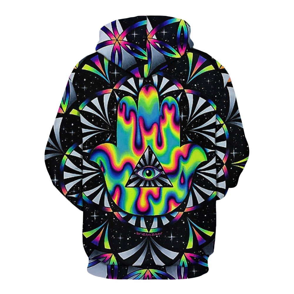 New Men's Devil'S Eye 3D Printed Hooded Sweatshirt- Multi 3XL