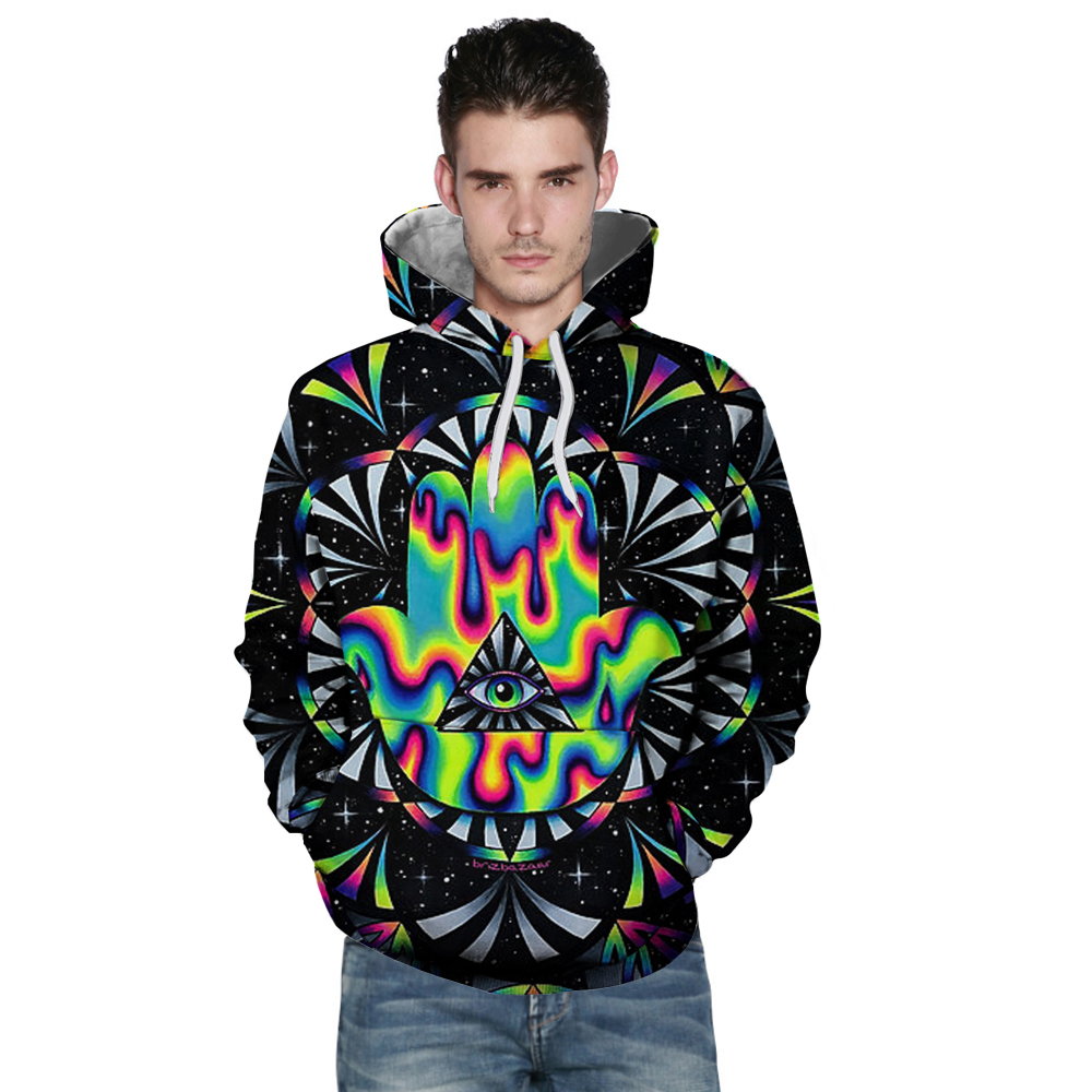 New Men's Devil'S Eye 3D Printed Hooded Sweatshirt- Multi 3XL