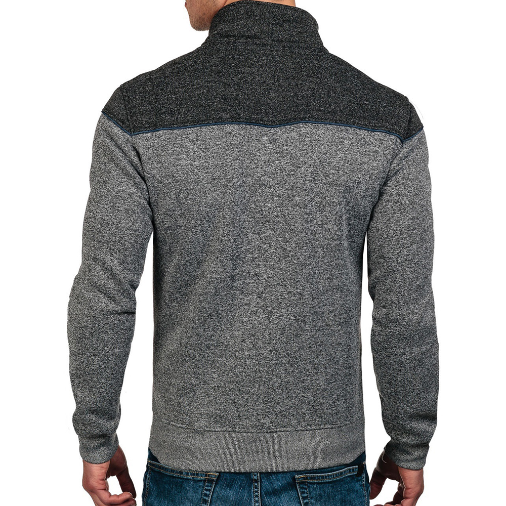 Men's Casual Long Sleeve Stitching Print Hoodie- Light Gray XL