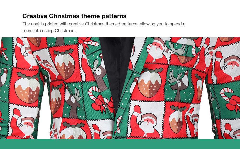 1107-X37 Blazer Men Casual Suit Jacket Creative Christmas theme patterns