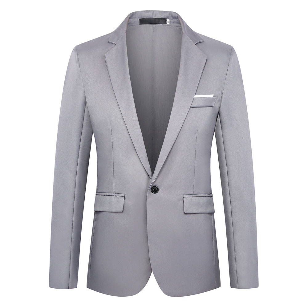 Men's  Autumn and Winter Fashion Solid Color Long-Sleeved Suit- White XS