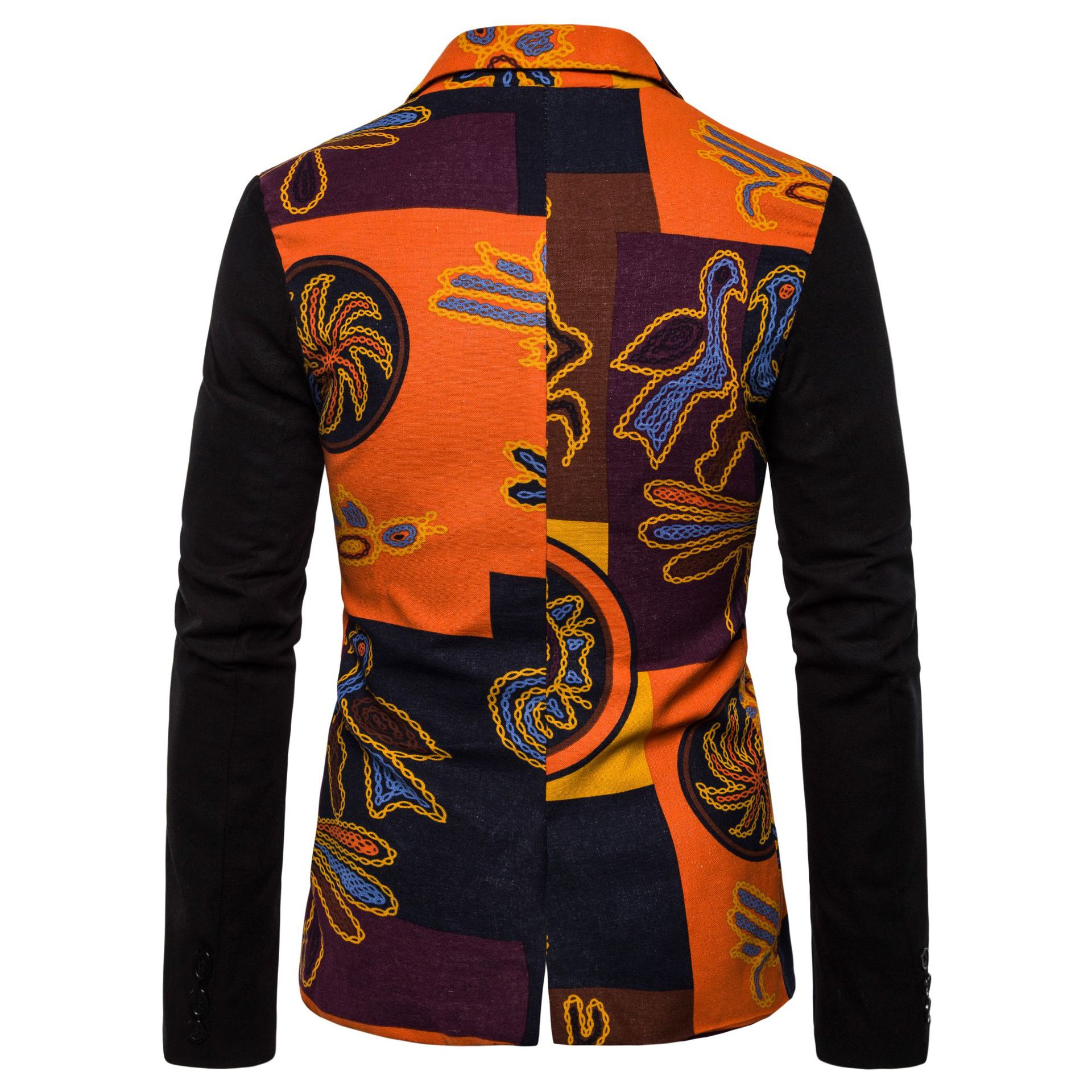 Men's Two Buckles Suit National Style Casual Jacket Men's Tide Large Size Men's Clothing - color M