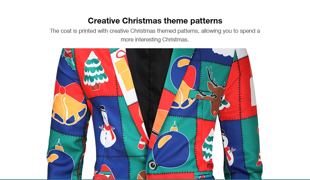 1107-X33 Blazer Men Casual Suit Jacket Creative Christmas theme patterns