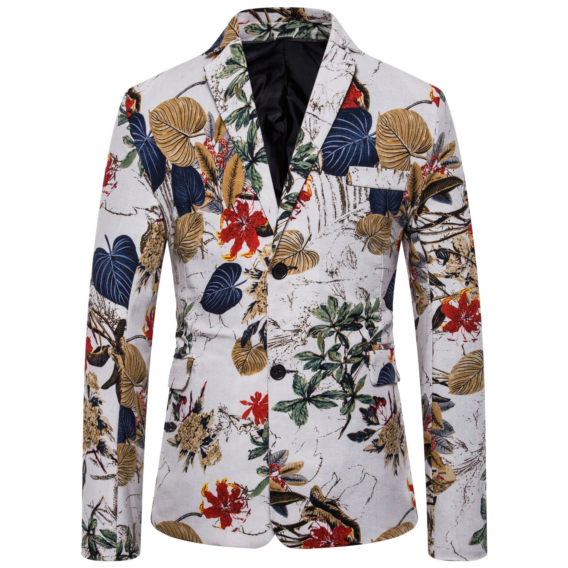 Foreign Trade Cocaine Ethnic Wind Splash Clothing Personality Men's Single-breasted Suit Jacket Male - As shown in color L